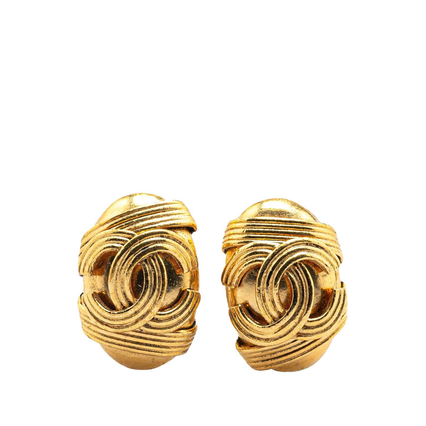 Gold Chanel Gold Plated CC Clip On Earrings