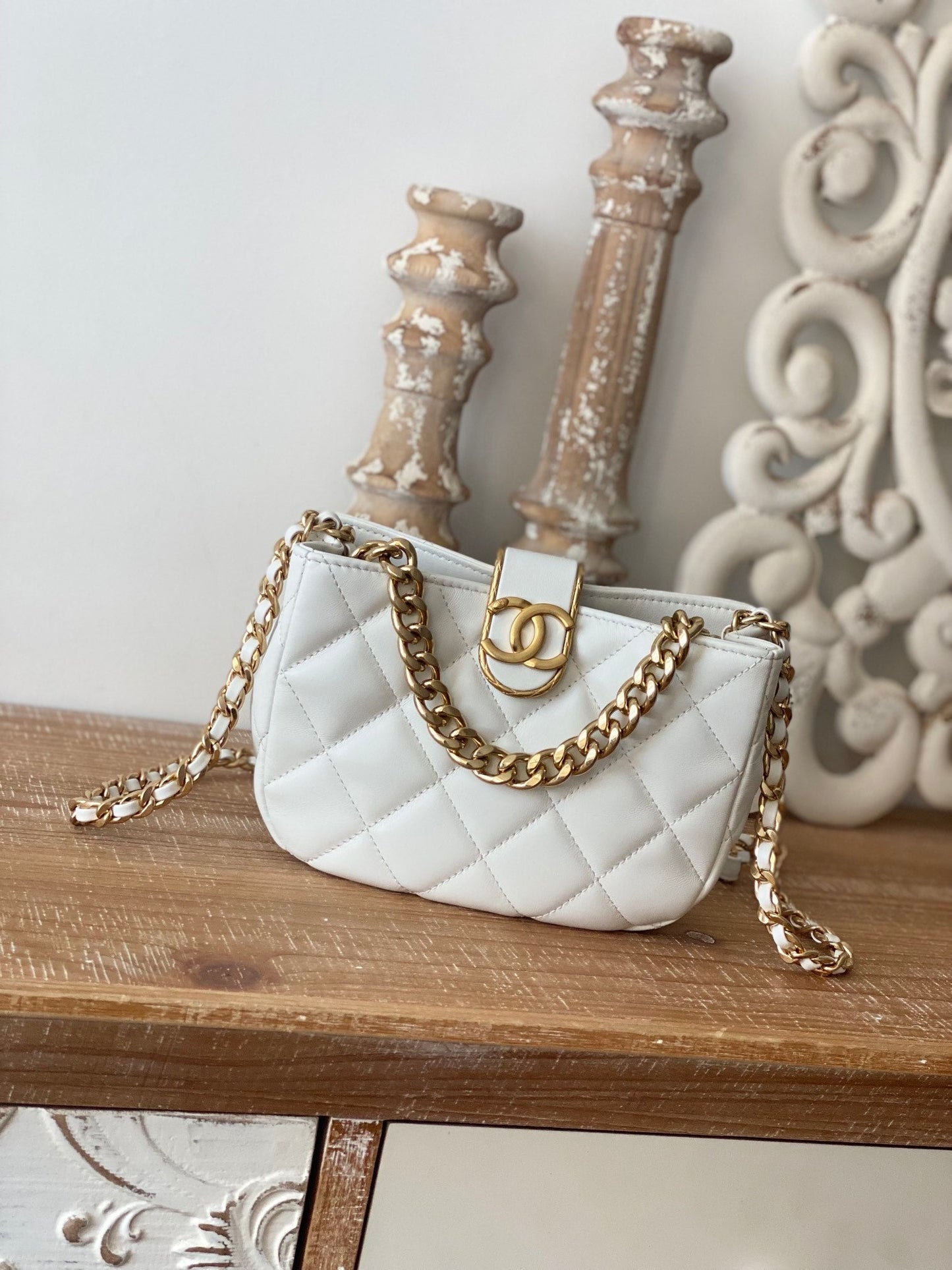 CHLSmall Hardware , ’s , White Gold Shoulder Bag