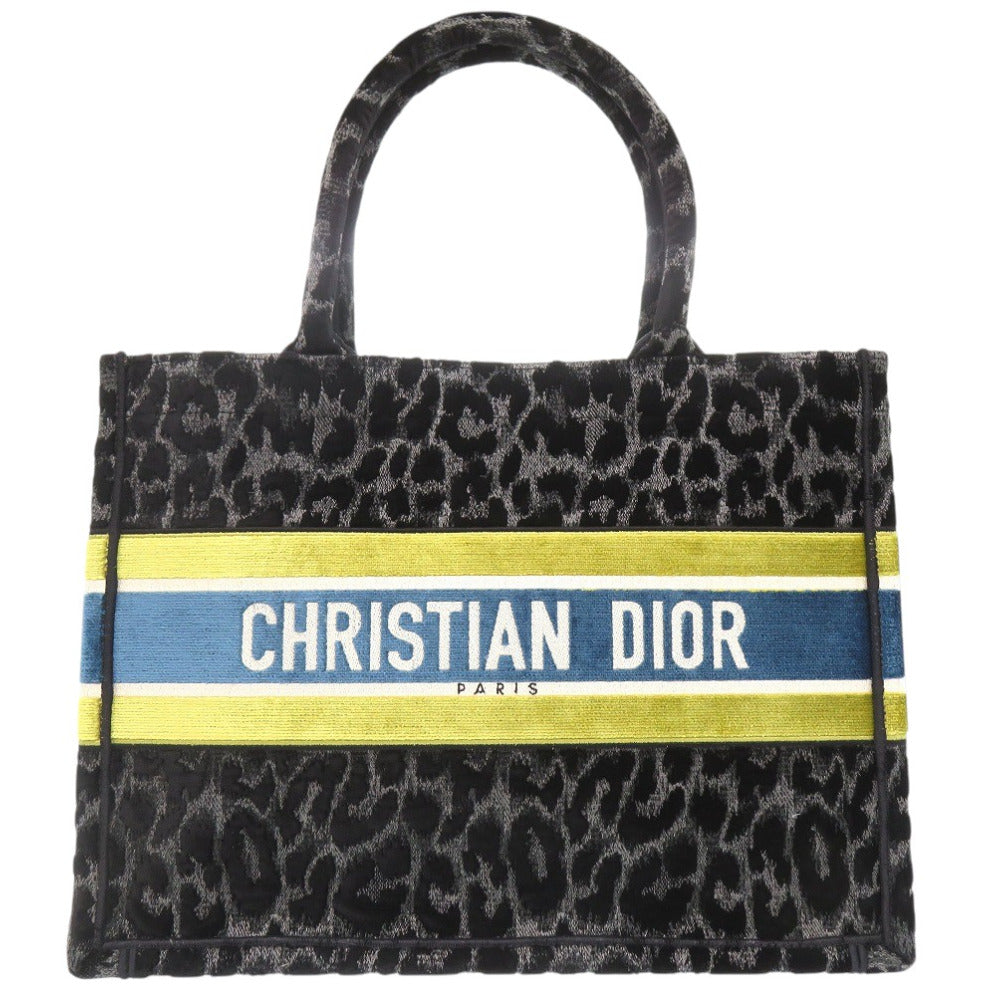 Dior Christian Tote Bag Velor Velour Book Tote Black Medium