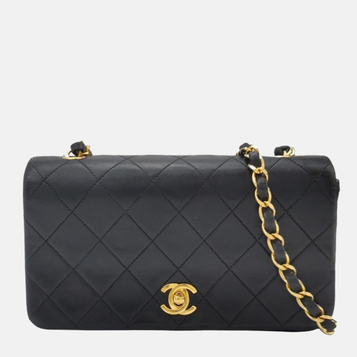 Chanel Classic Flap - Lambskin 24k Hardware Black Gold Leather Mini Bag Gold Hardware