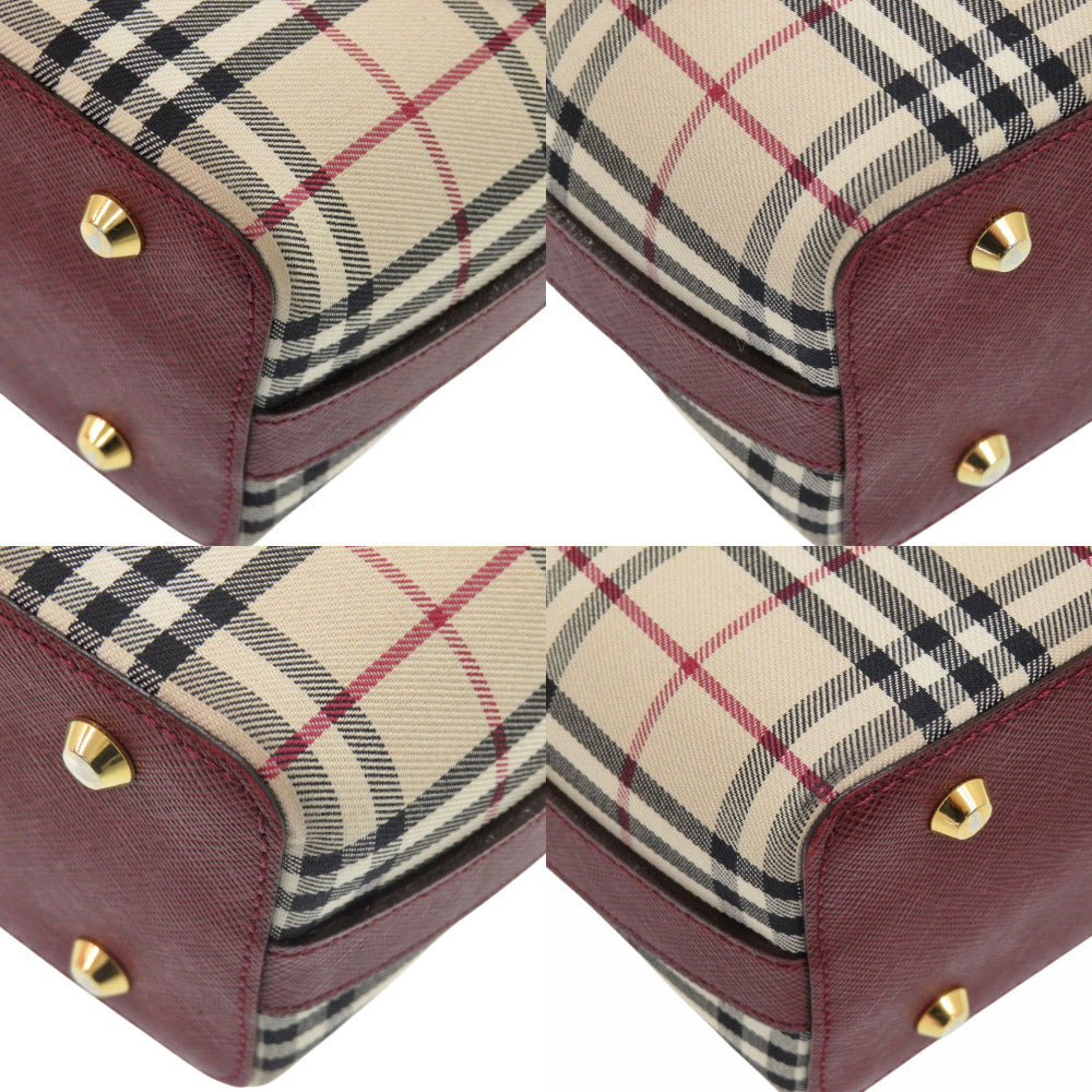 Burberry One Shoulder Bag Nova Check Women Leather Canvas Beige