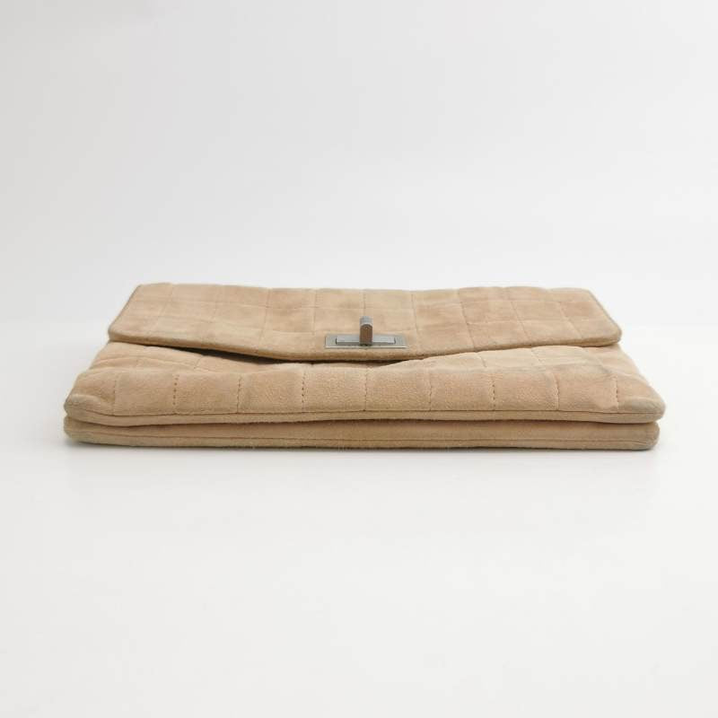 Chanel 2.55 Flap Chocolate Bar Suede Light Pink Beige Shoulder Bag