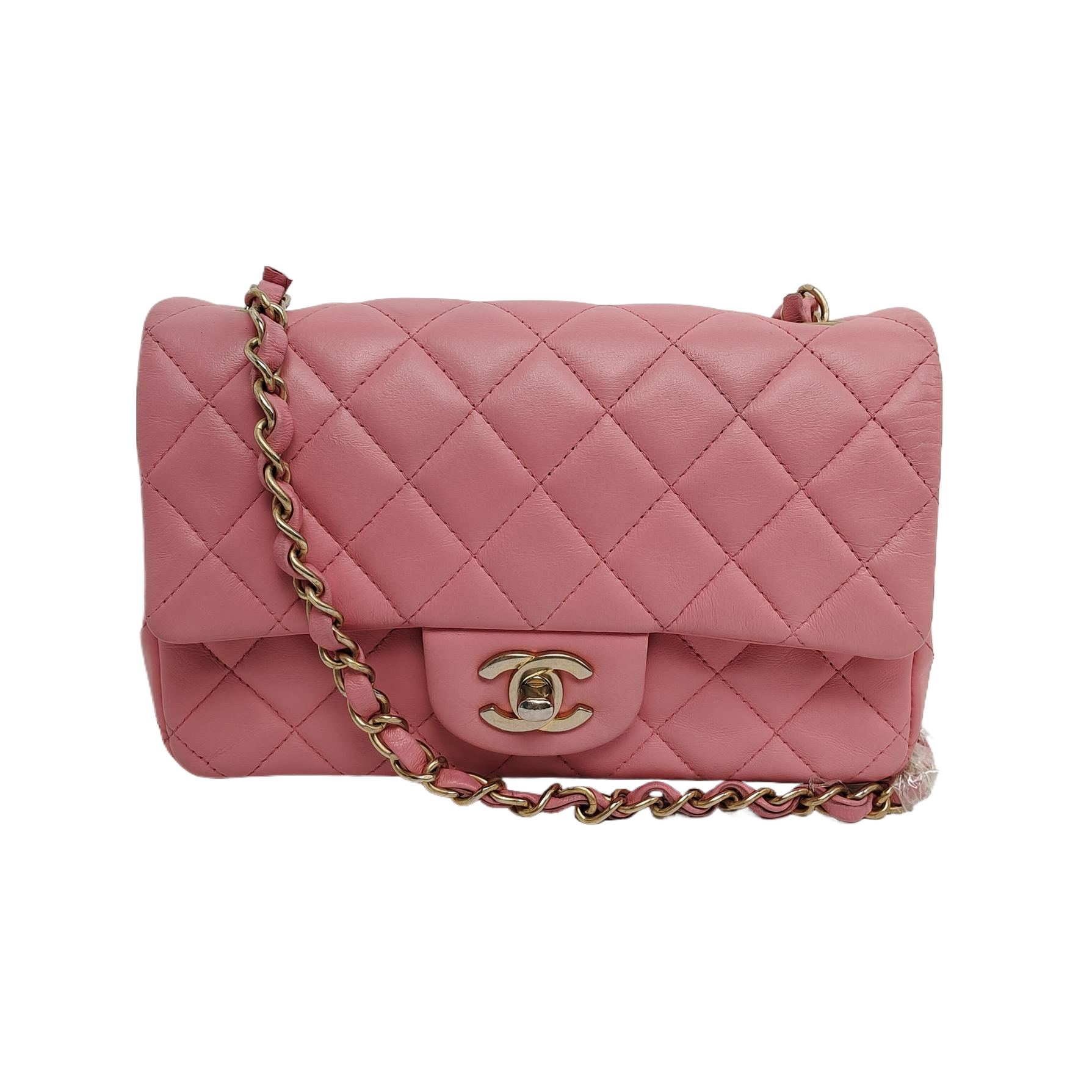 Chanel Classic Flap Rectangular Lambskin Hardware Pink Gold Leather Mini Bag