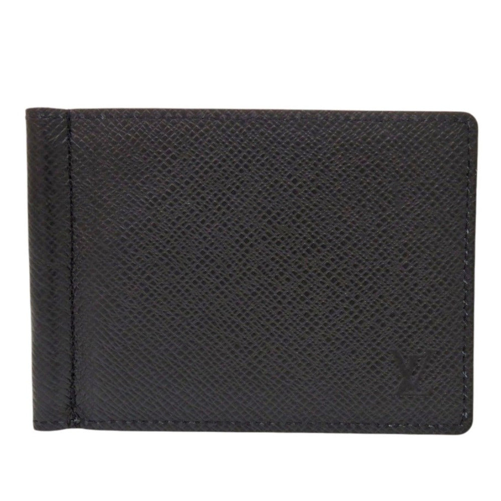 Louis Vuitton M62978 Taiga Money clip Portefeuille Leather Black Wallet Case
