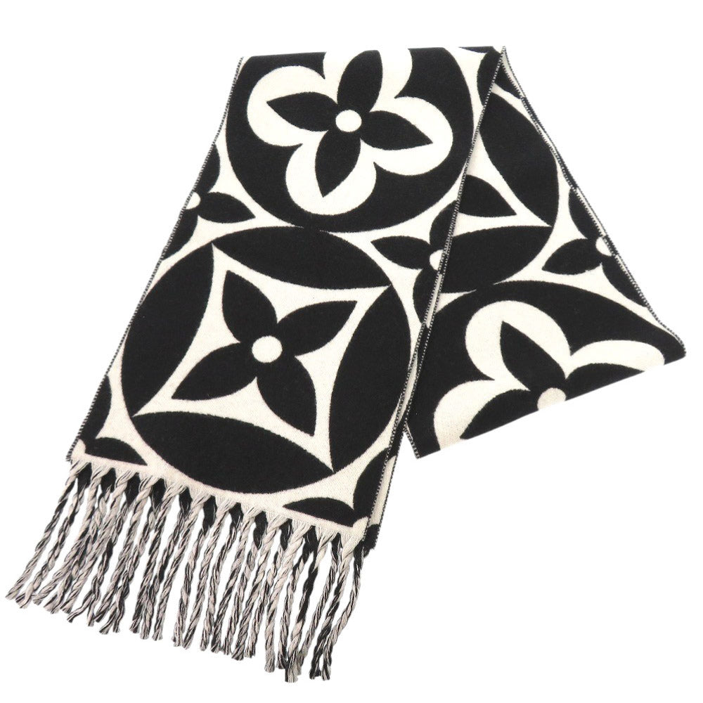 Louis Vuitton Scarf M79212 Flight Mode Medallion Wool Black Apparel