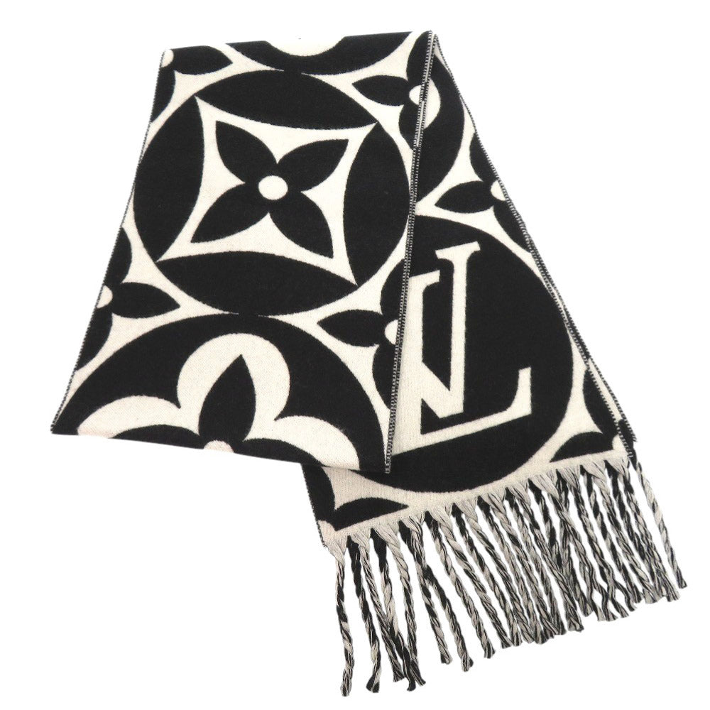 Louis Vuitton Scarf M79212 Flight Mode Medallion Wool Black Apparel