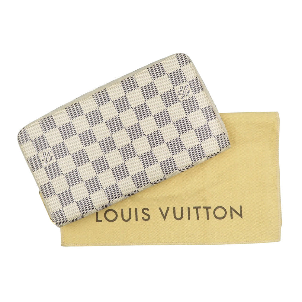 Louis Vuitton Long Purse N60012 Damier Azur Canvas White Wallet Case