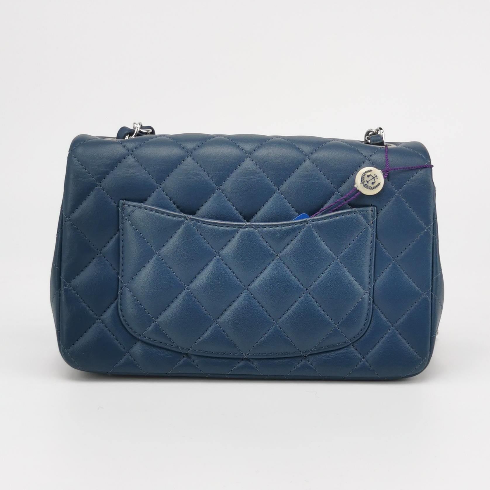 Chanel Classic Flap Rectangular Navy Lambskin Mini Bag