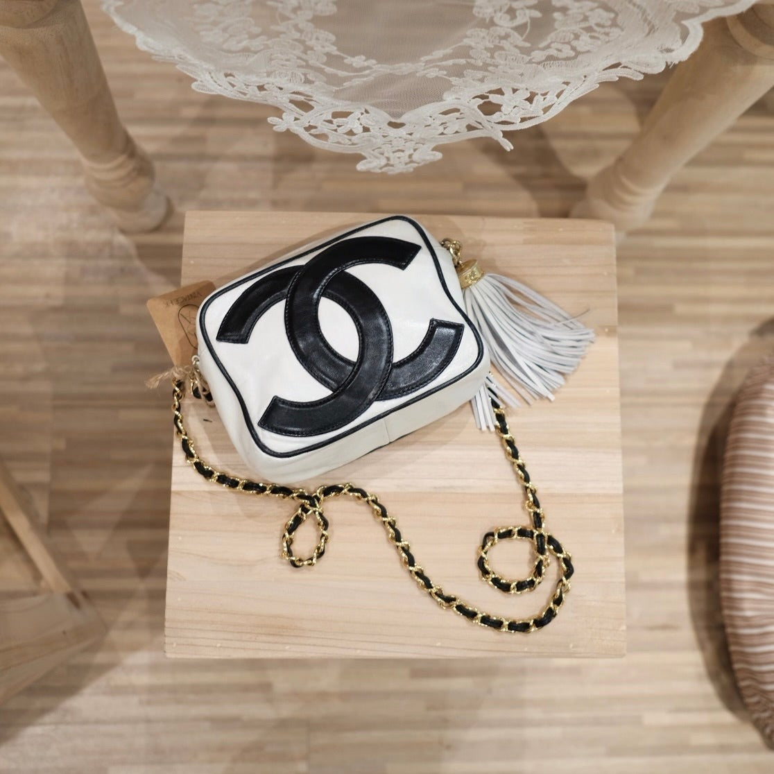Chanel   CC camera crossbody bag with tassel
