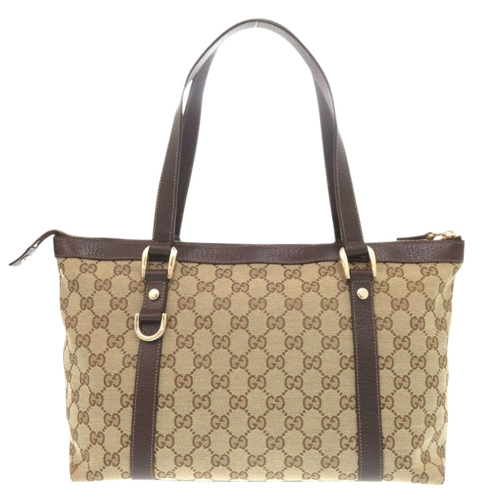 Gucci GG Leather Canvas Beige Handbag