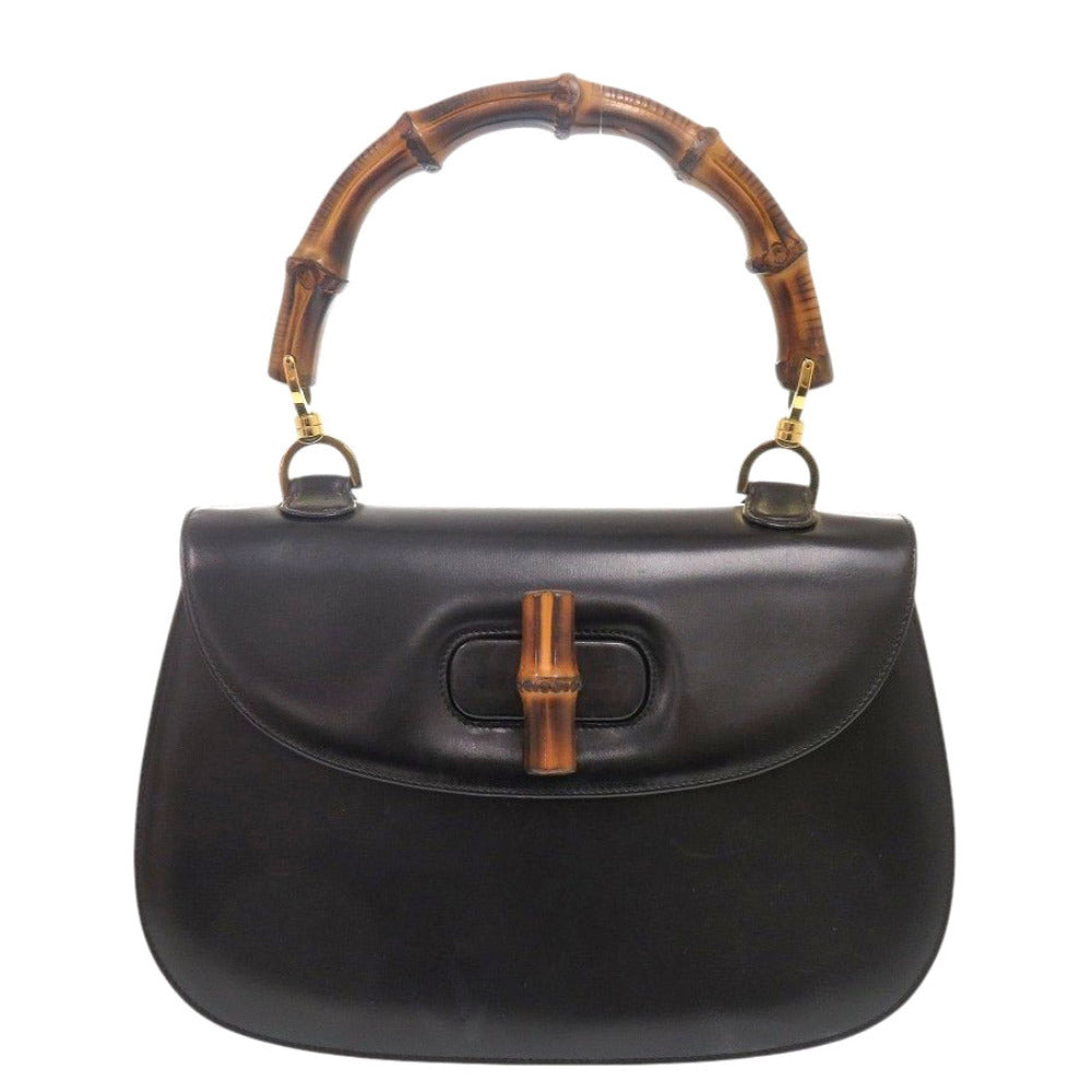 Gucci Bamboo Turnlock Leather Black Handbag