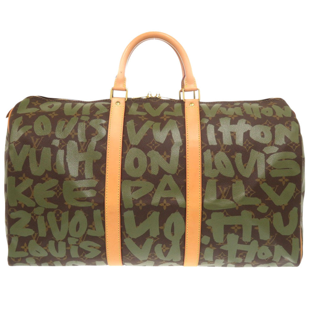 Louis Vuitton Boston Duffel M92196 graffiti Keepall Monogram Canvas Khaki Travel Bag