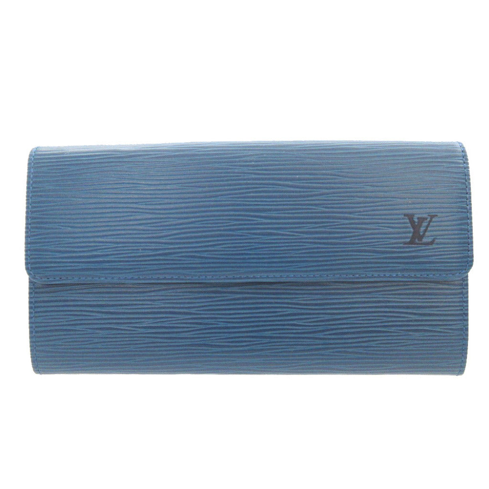 Louis Vuitton Long Purse M63575 Epi Two Leather Blue Wallet Case
