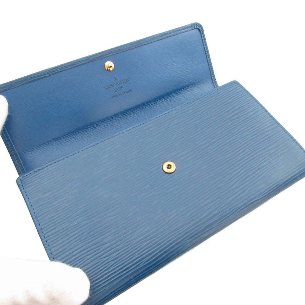 Louis Vuitton Long Purse M63575 Epi Two Leather Blue Wallet Case