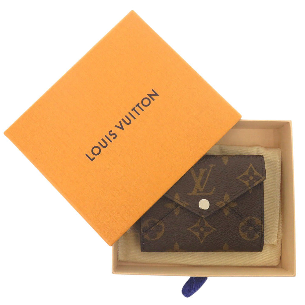 Louis Vuitton Tri-fold M83647 Portefeuille Celeste Monogram Leather Canvas Brown Wallet Case