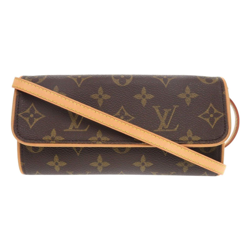Louis Vuitton M51854 Pochette Twin PM Monogram Canvas Brown Shoulder Bag 7C1047Gp5R14