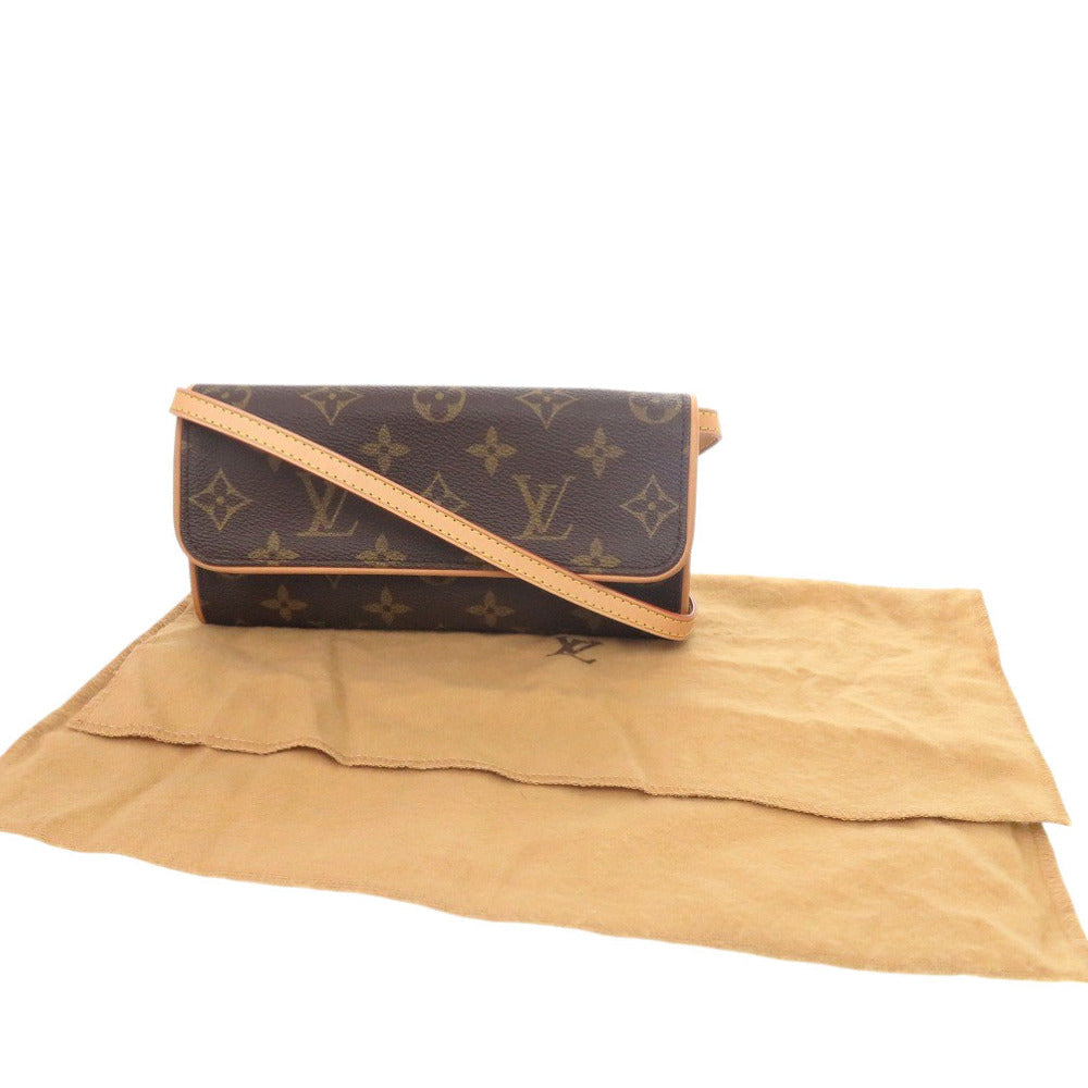 Louis Vuitton M51854 Pochette Twin PM Monogram Canvas Brown Shoulder Bag 7C1047Gp5R14