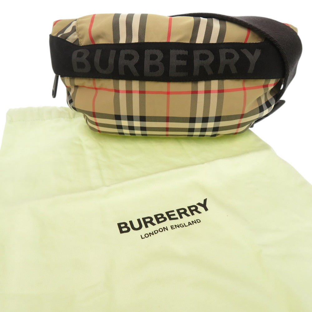 Burberry Sling Bag Check Unisex Unisex Nylon Beige Crossbody Bag