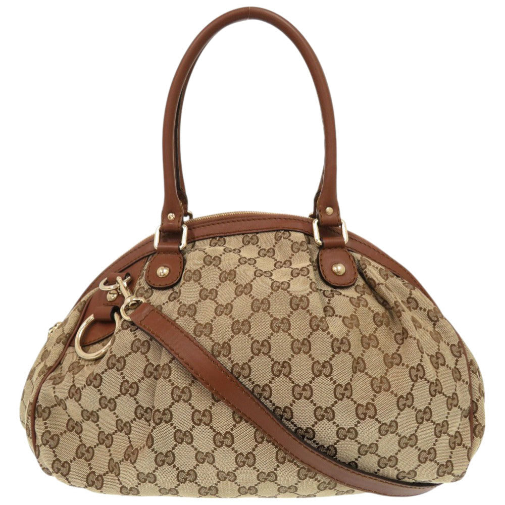 Gucci GG , 2WAY Sukey Leather Canvas Beige Shoulder Bag