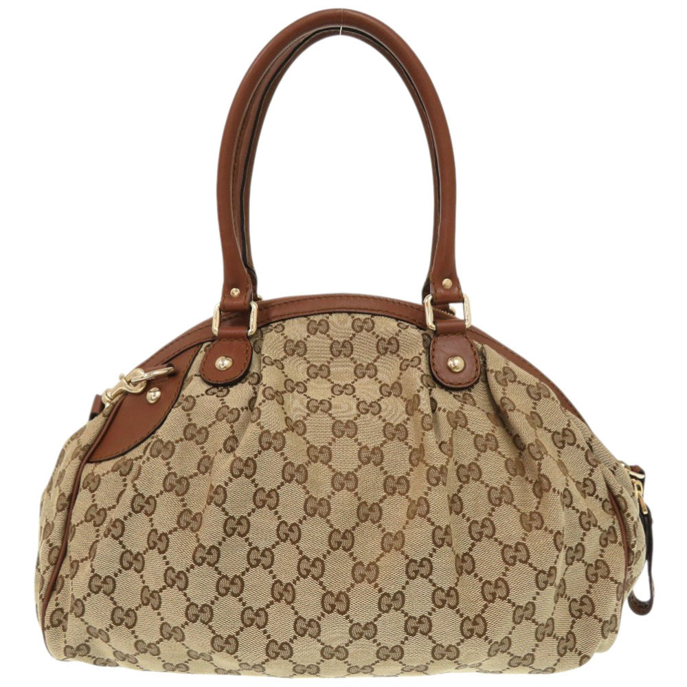 Gucci GG , 2WAY Sukey Leather Canvas Beige Shoulder Bag