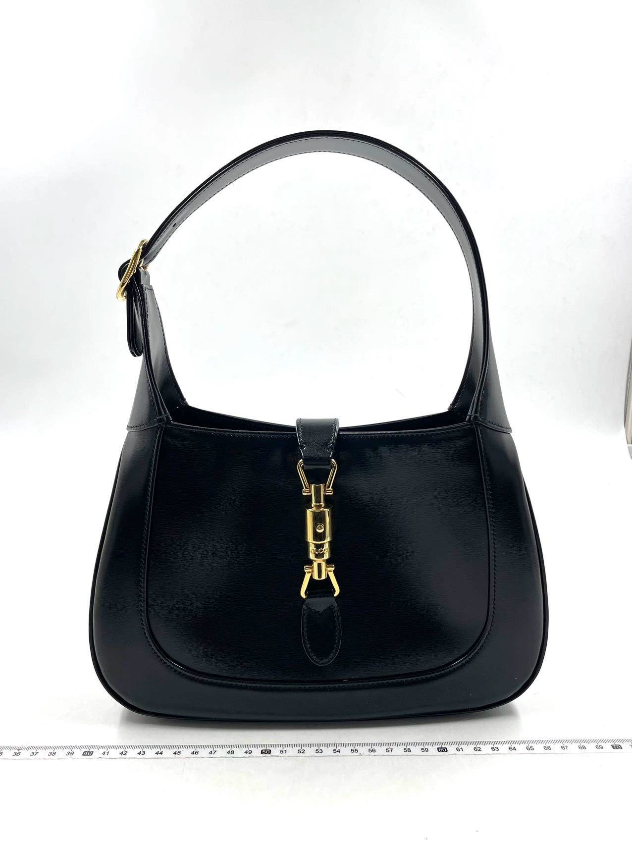 Gucci Jackie Adjustable Strap Leather Black Travel Bag