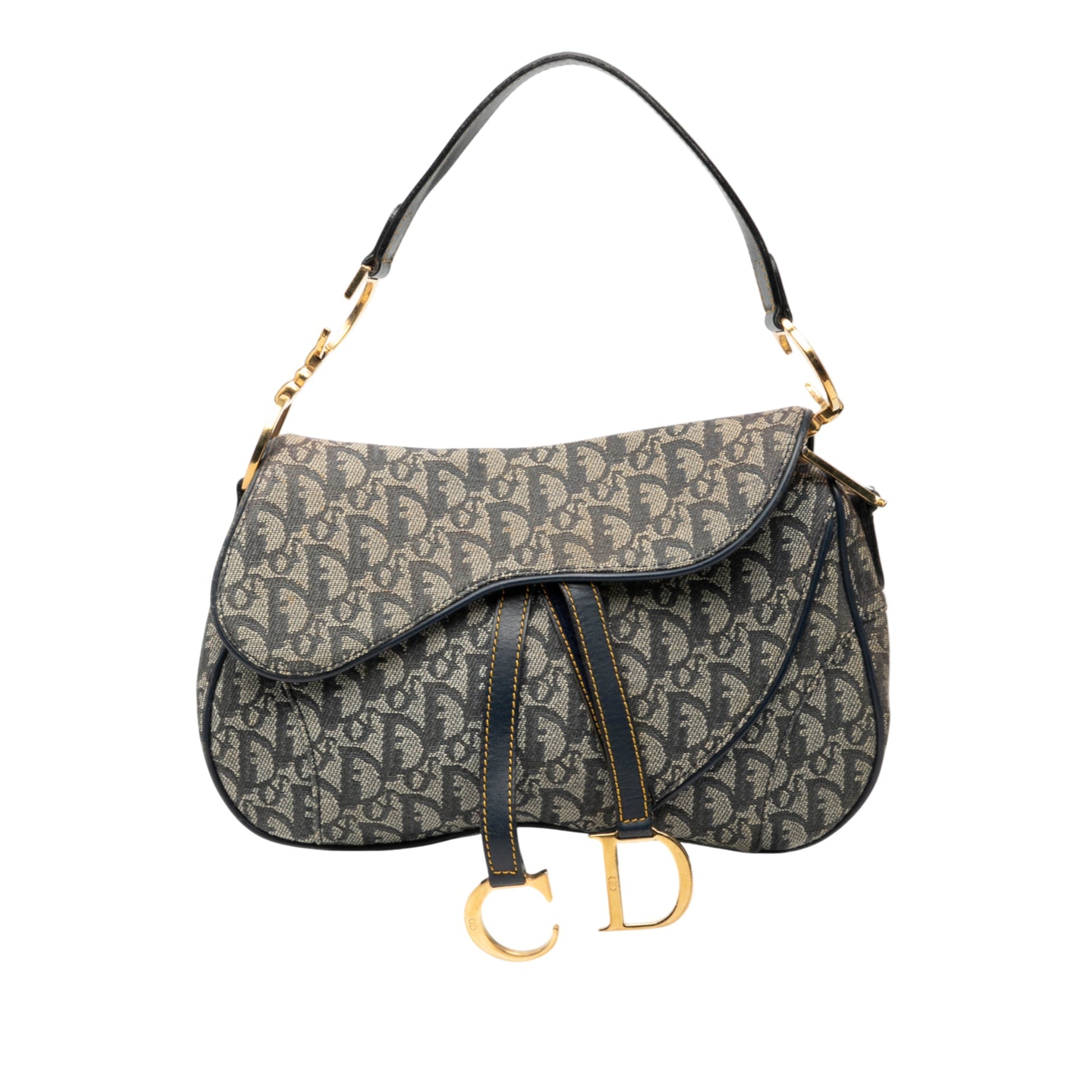 Dior Handbag issimo Double Saddle Bag Canvas Blue Shoulder Bag