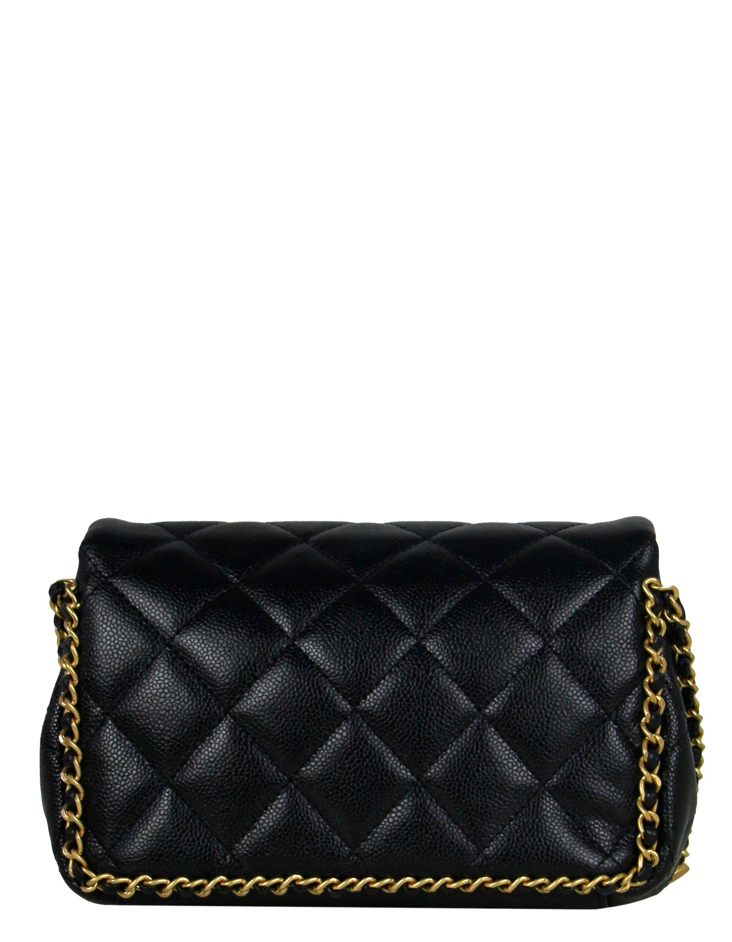 Chanel Black Caviar Quilted Chain Around Mini Flap Bag