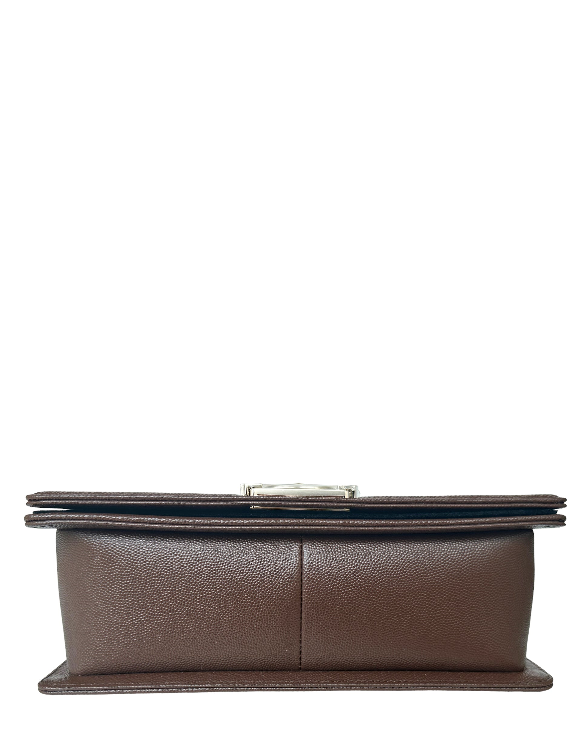 Chanel New Brown Caviar Leather Quilted Medium Boy Bag