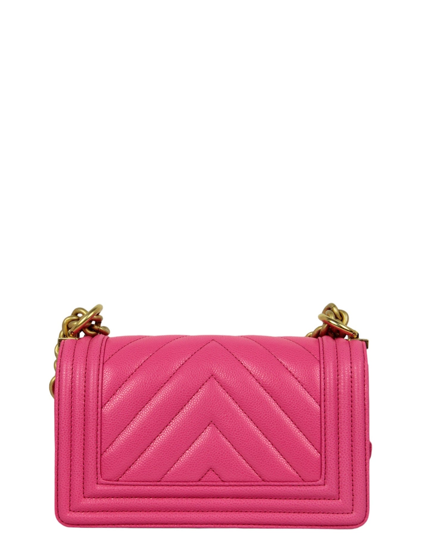 Chanel '24 Neon Pink Caviar Leather Small Boy
