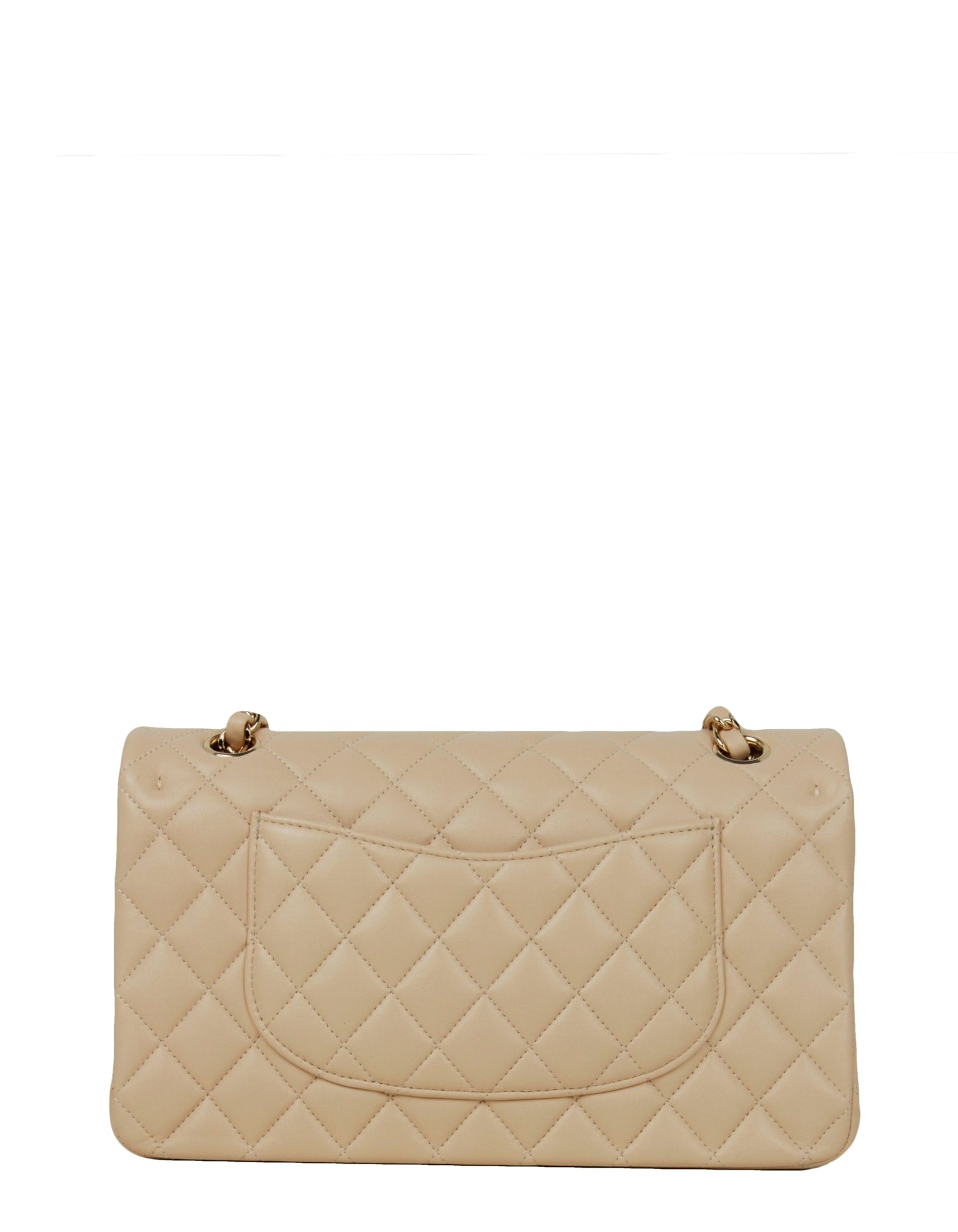 6CHANEL Beige Lambskin Leather 10 Medium Double Flap Classic Bag 100