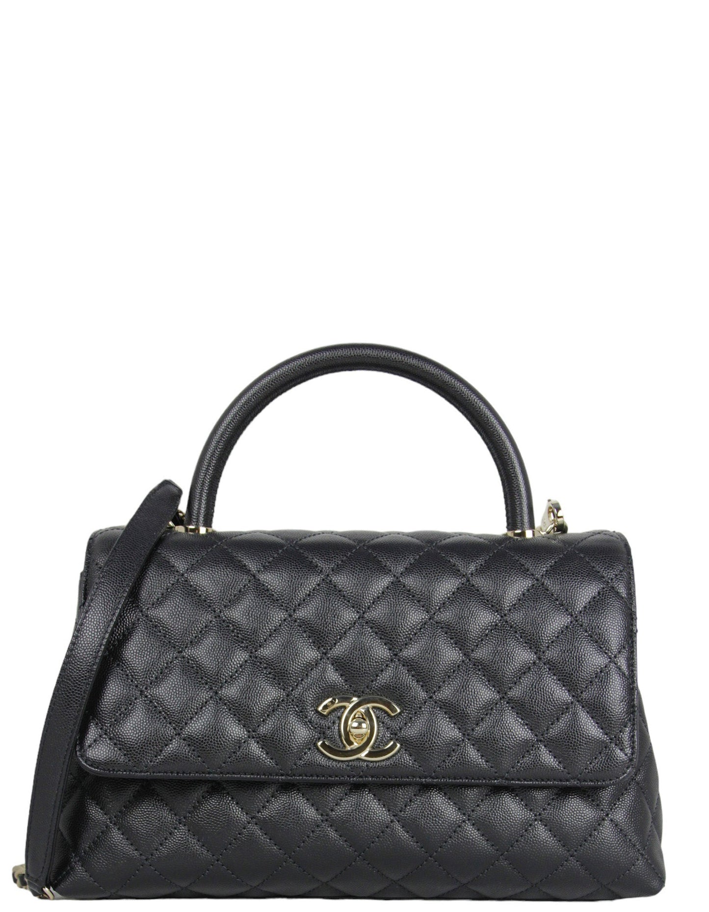 Chanel Black Caviar Small Coco Handle Bag