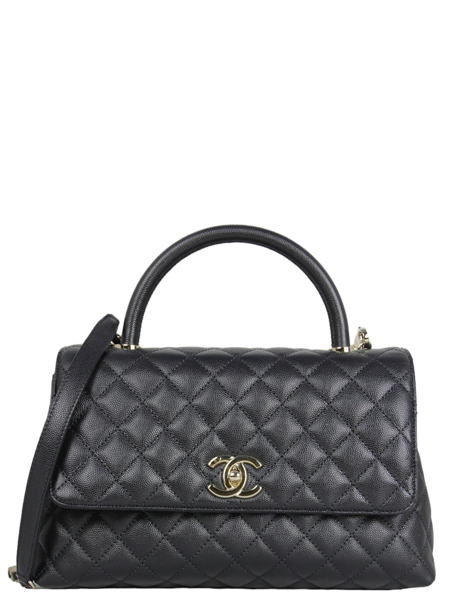 Chanel Black Caviar Small Coco Handle Bag