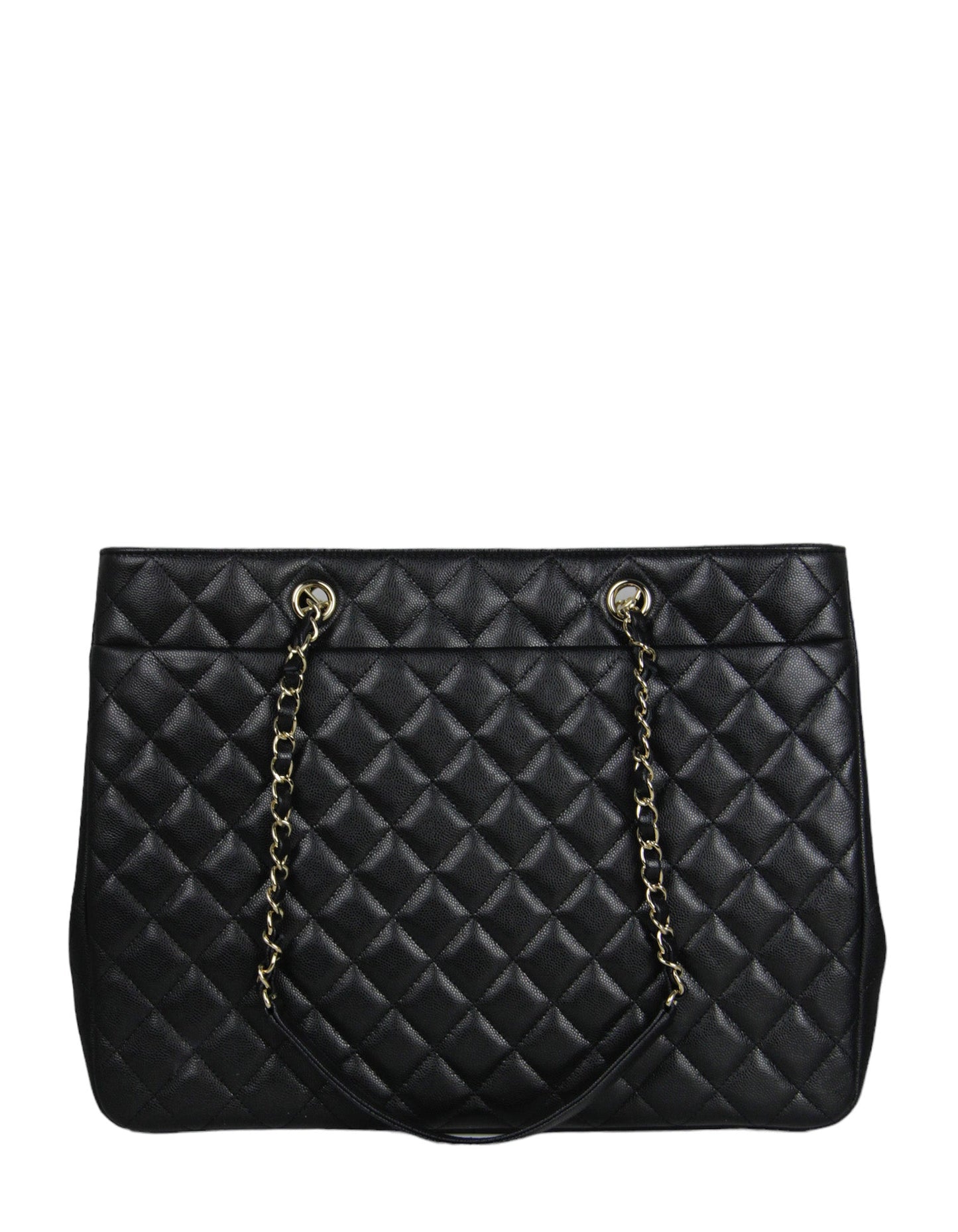 Chanel Black Caviar Leather Quilted Large Classic Shopping Tote Bag