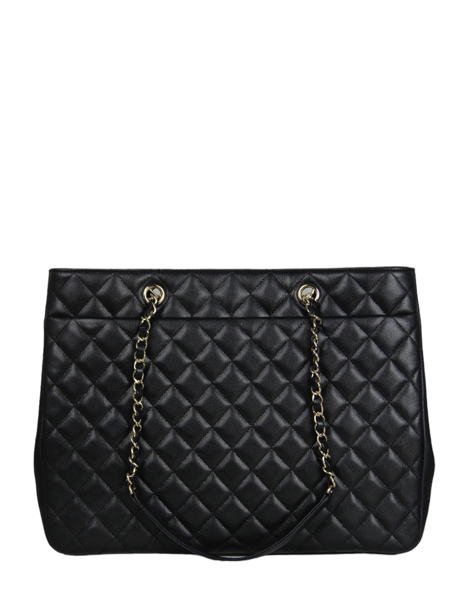 Chanel Black Caviar Leather Quilted Large Classic Shopping Tote Bag