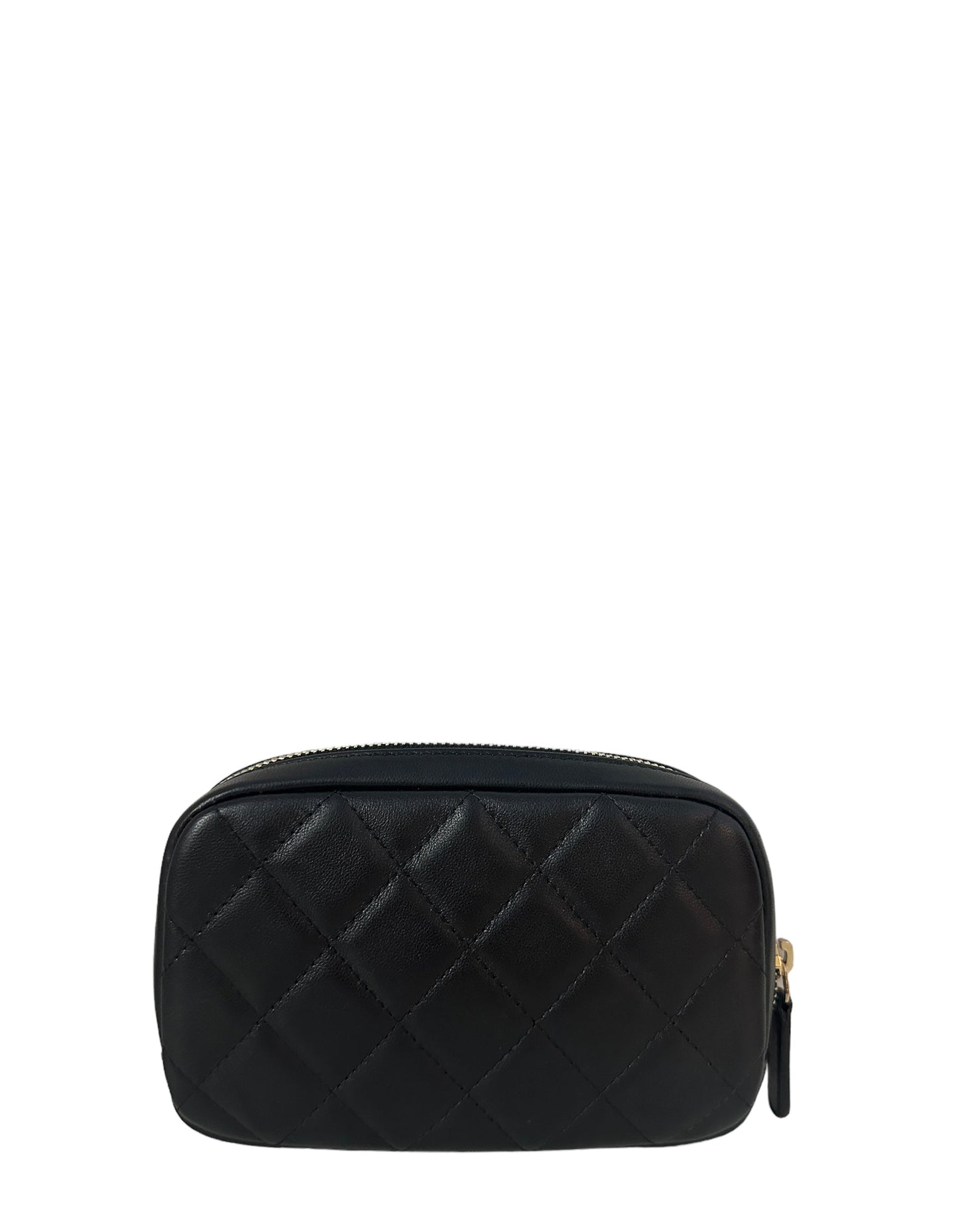 Chanel Black Lambskin Leather Quilted O-Case Pouch