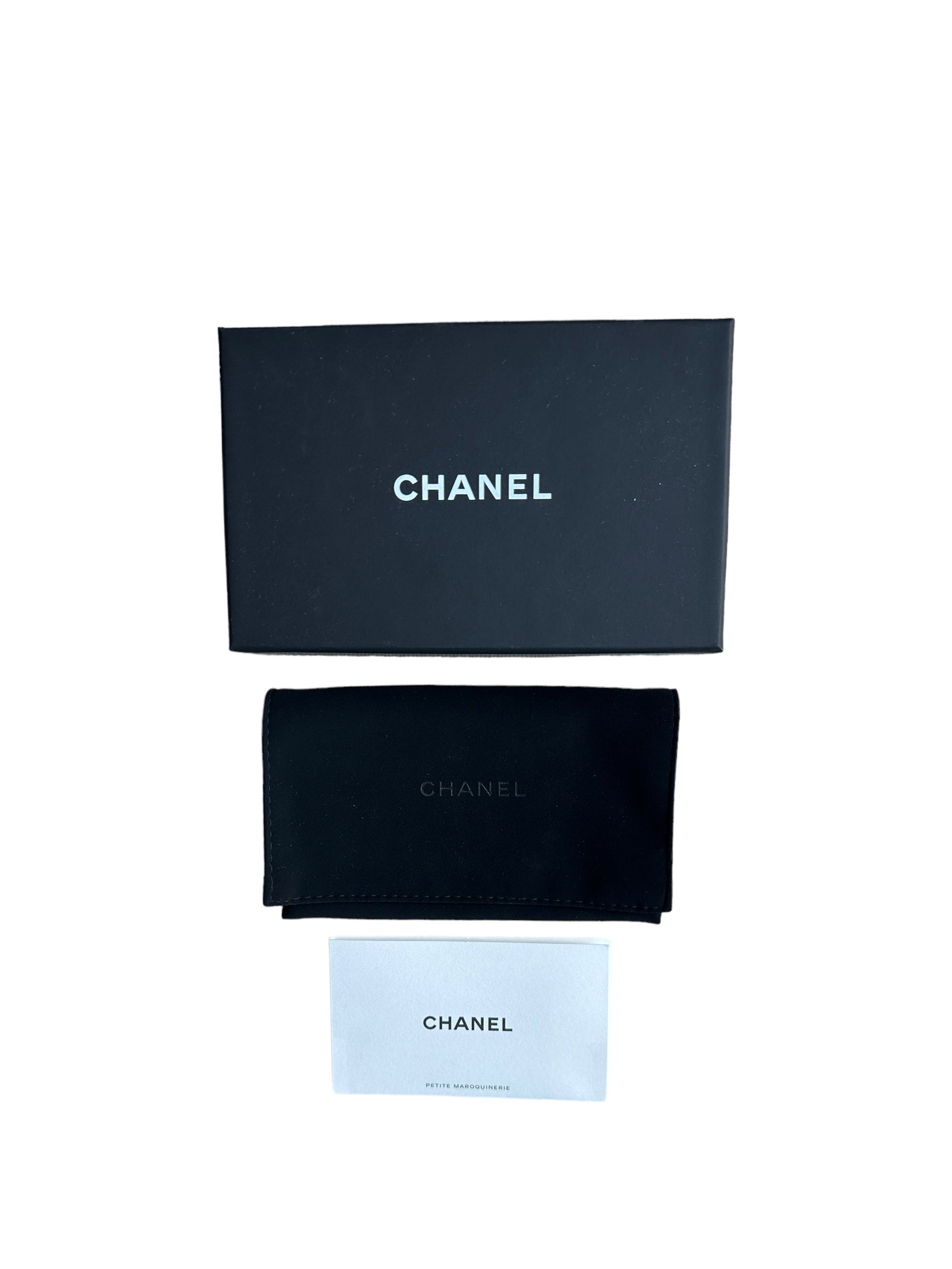 6CHANEL Black Leather Quilted CC Card Holder Box Db 100