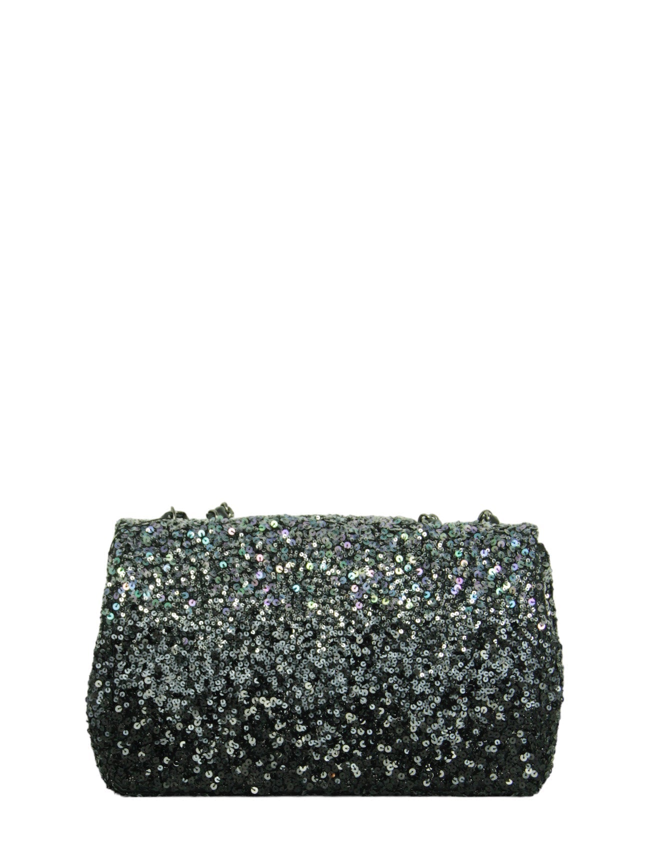 Chanel Black/Silver Ombre Sequin Medium Classic Flap Bag