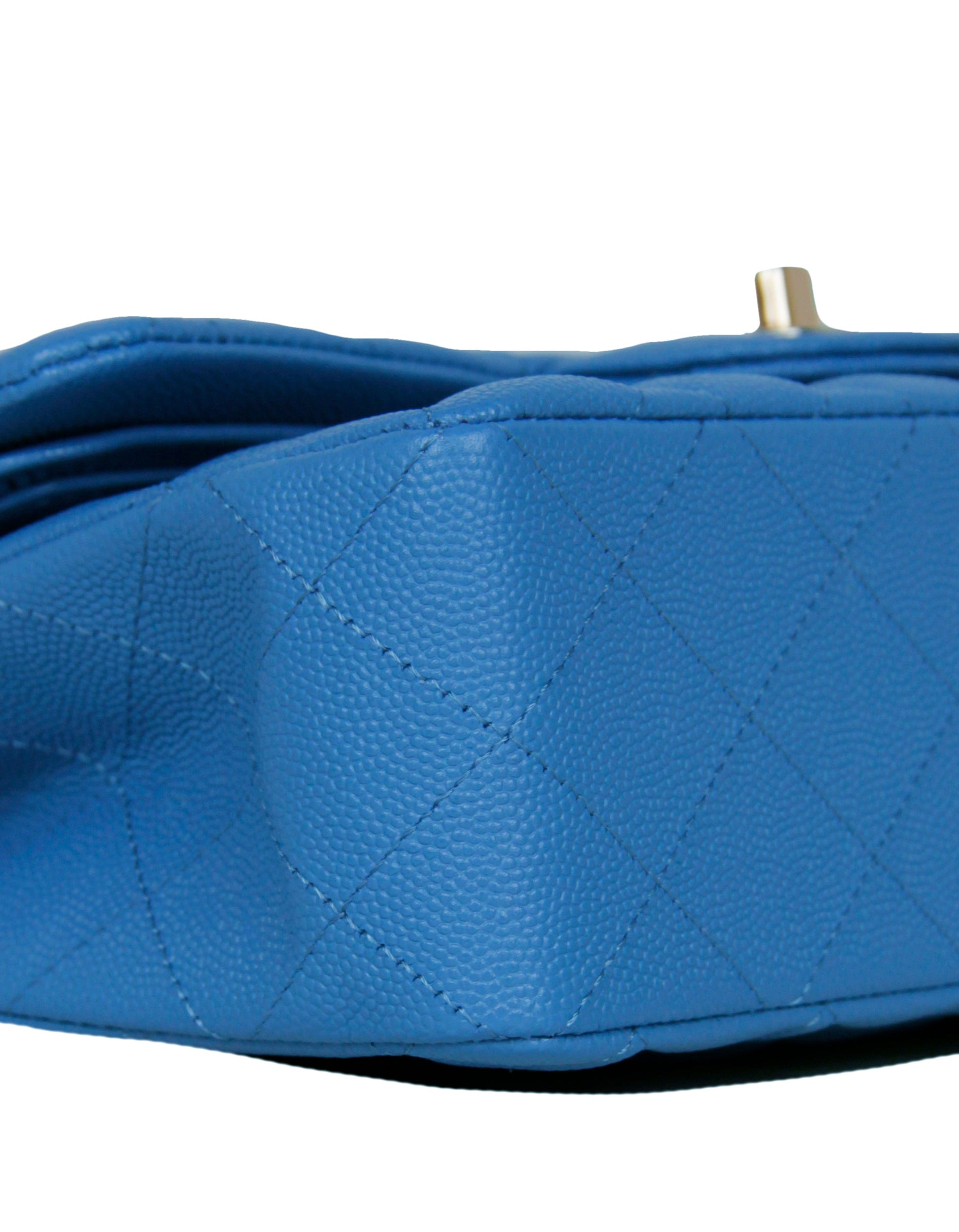 Chanel Blue Caviar Leather Quilted Small Double Flap Classic Bag