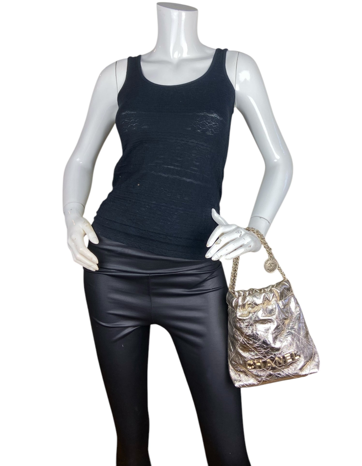 Chanel 2025 Metallic Calfskin Quilted Mini Chanel 22 Women Shoes