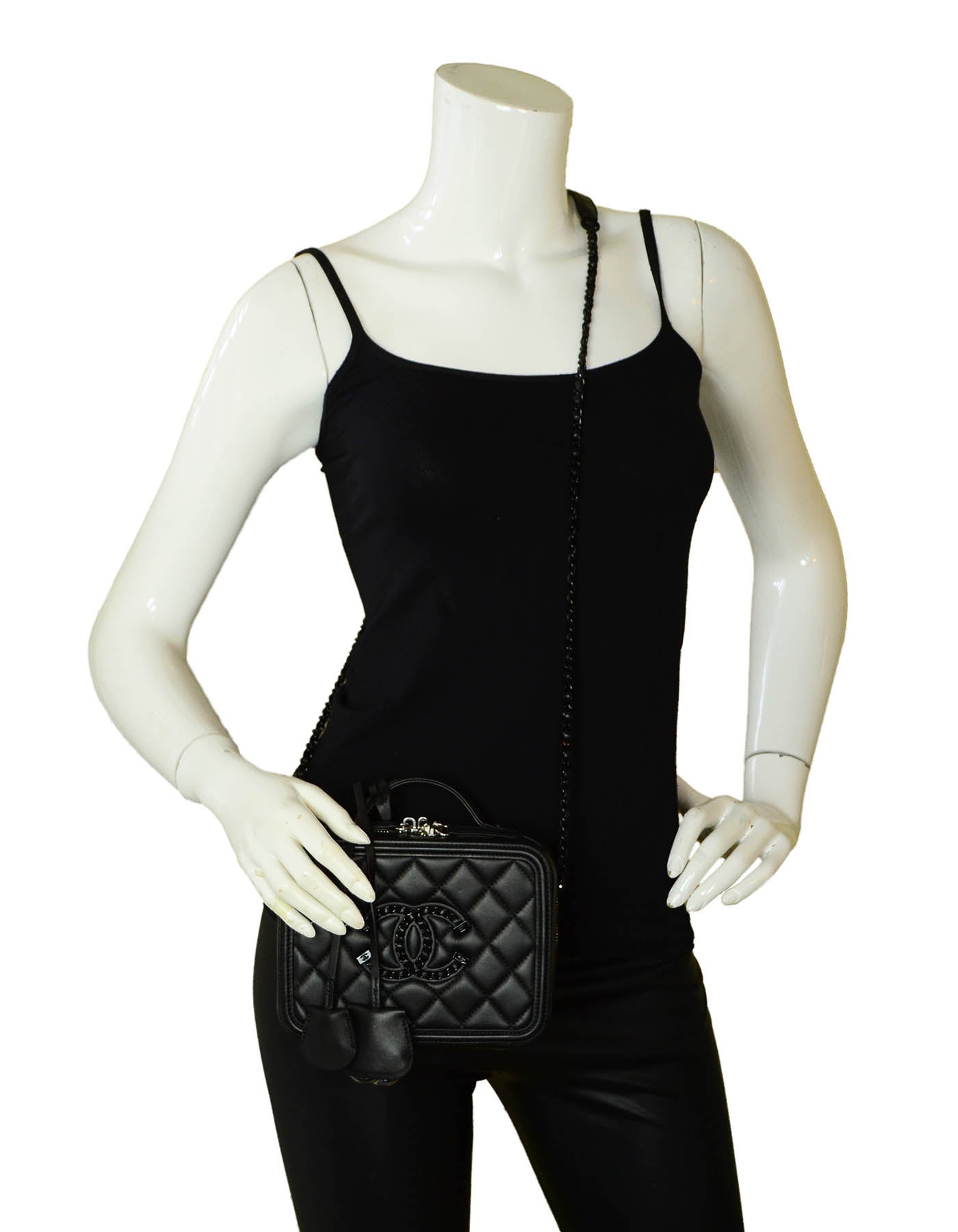 Chanel Incognito So Black Small Cc Filigree Vanity Case Crossbody Bag