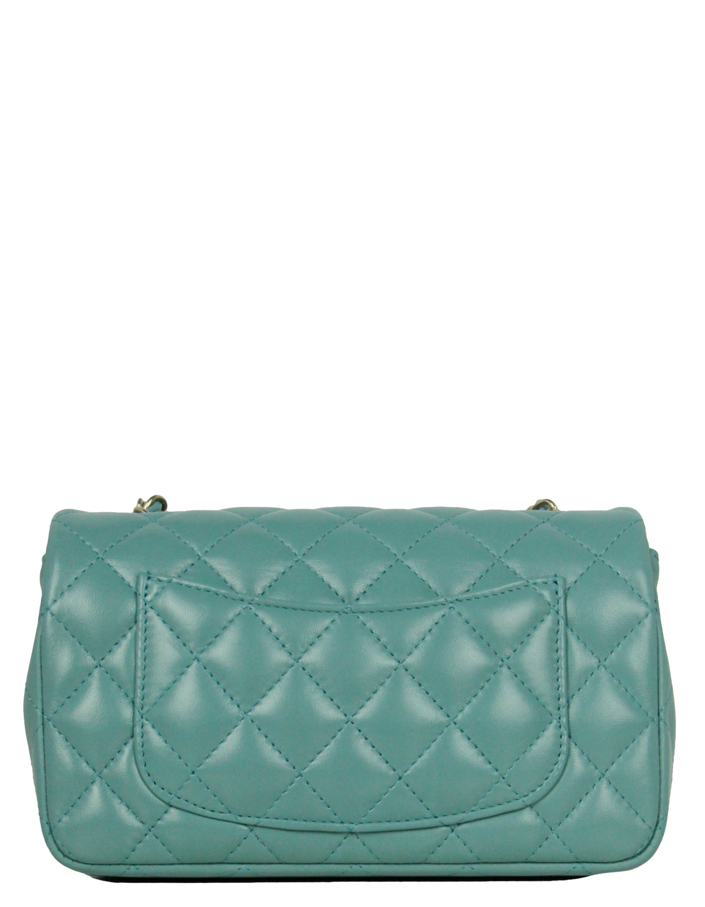 Chanel Seafoam Green Lambskin Quilted Rectangular Mini Flap Bag