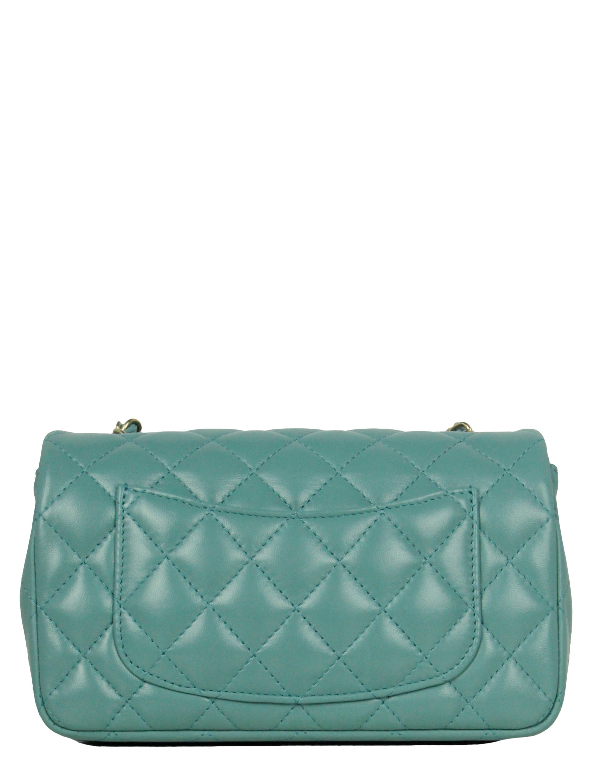 Chanel Seafoam Green Lambskin Quilted Rectangular Mini Flap Bag