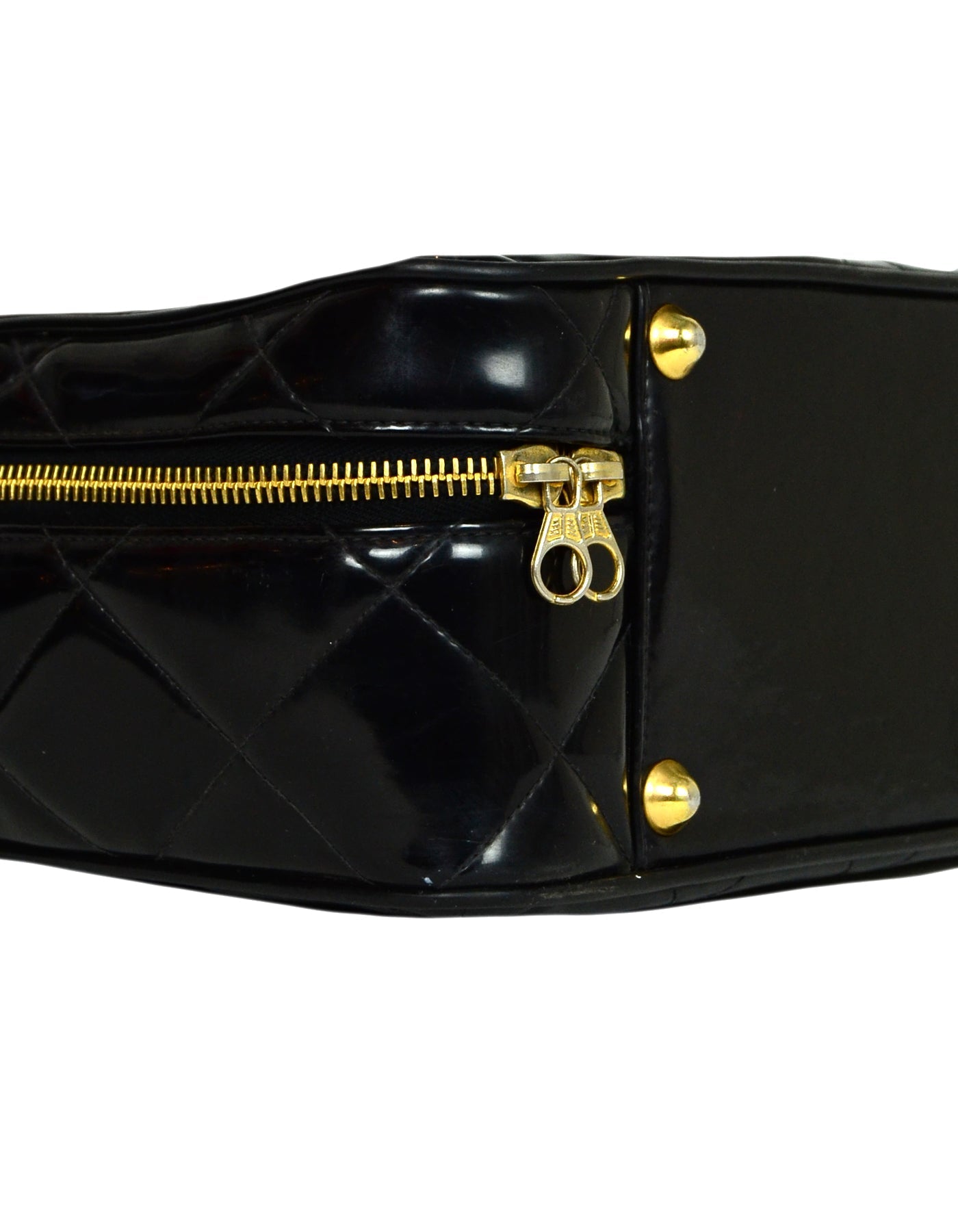 Chanel   Black Patent ZIp Around Bag