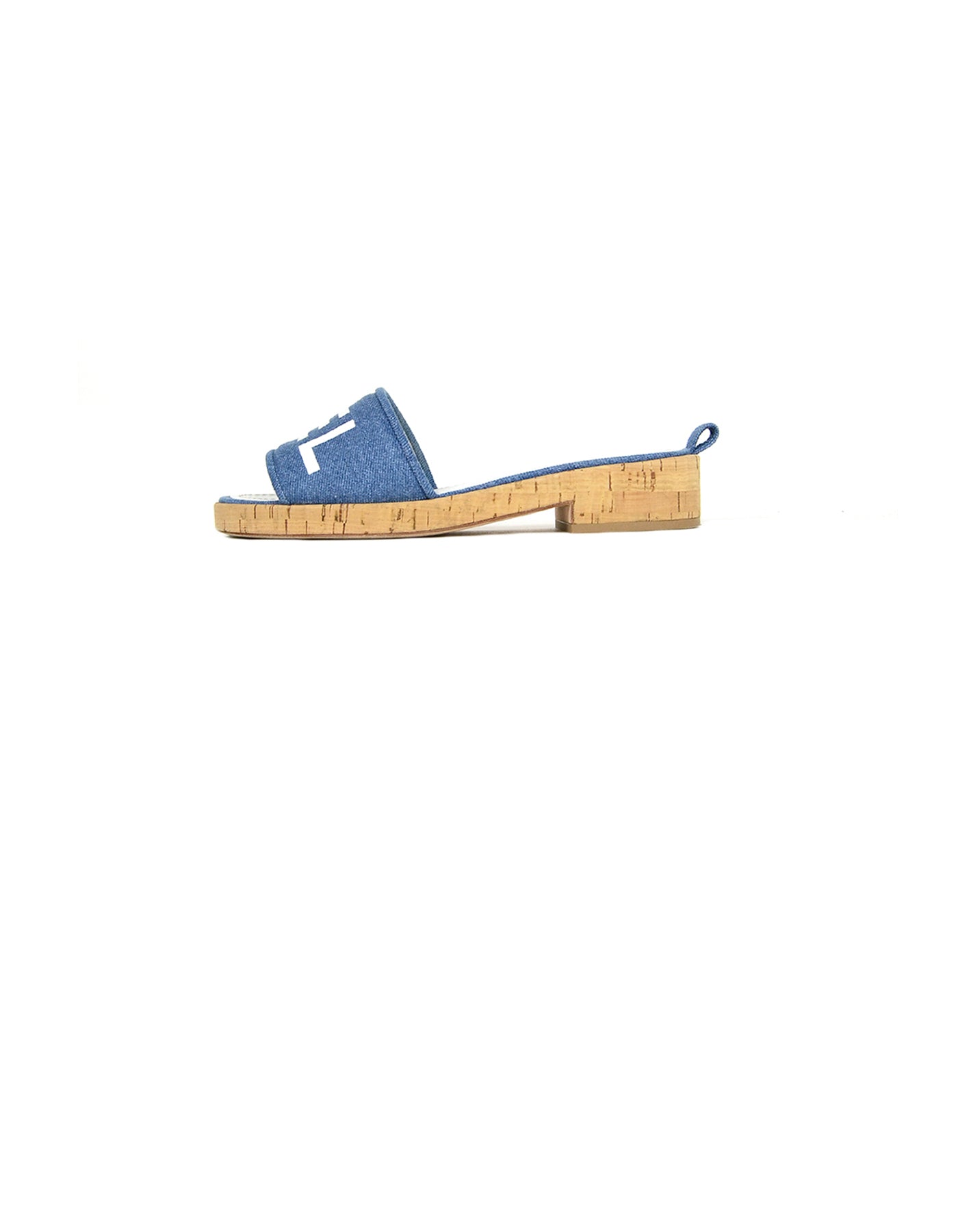 Chanel Blue Denim Logo Sandal Mules Sz 39