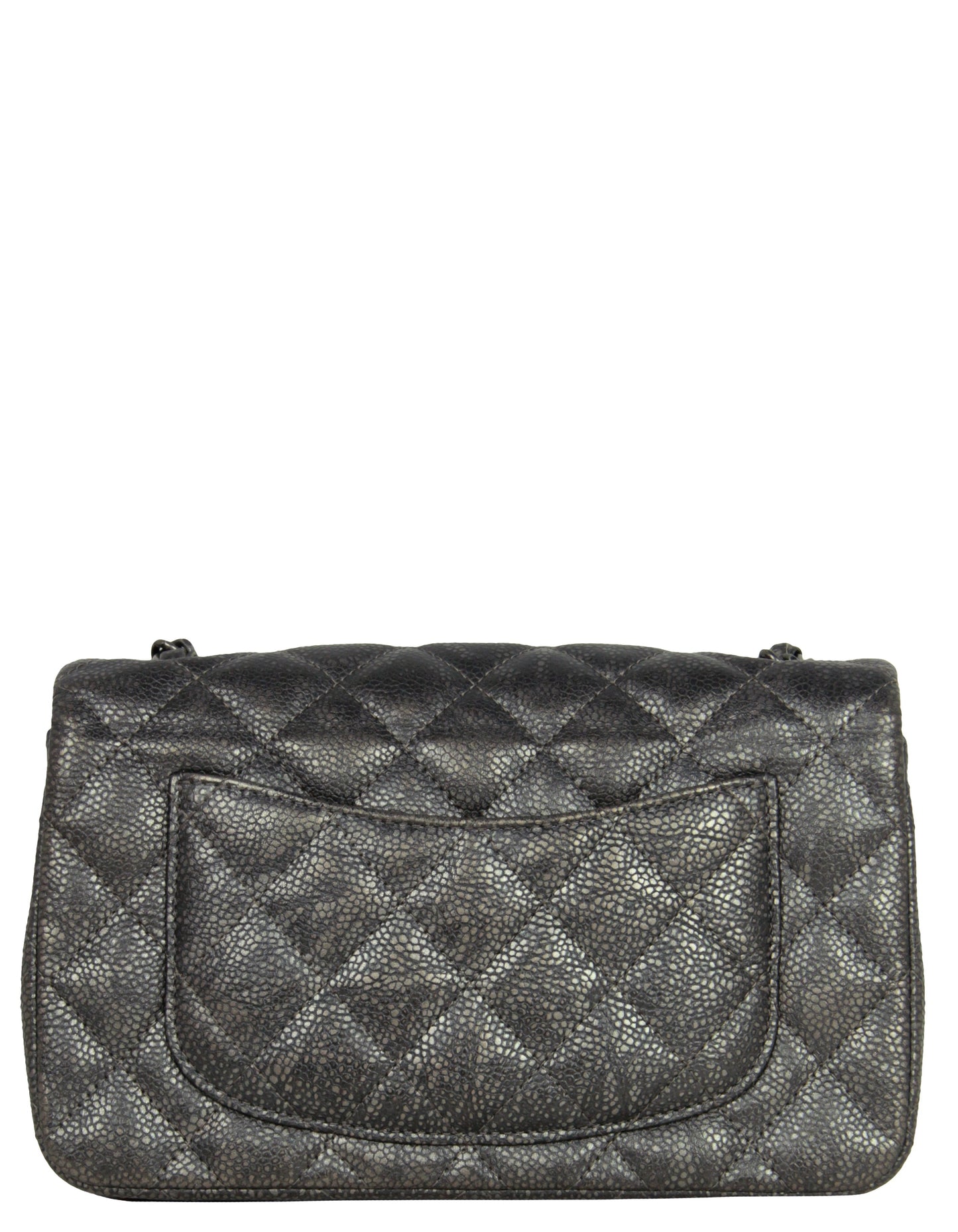 Chanel Gunmetal Caviar Leather Quilted Rectangular Mini Flap Bag