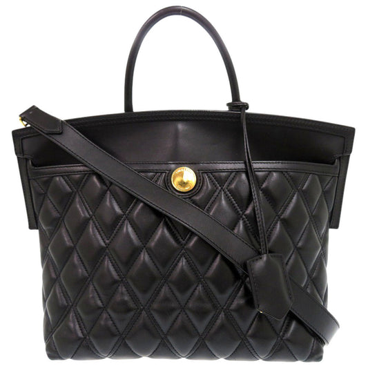Burberry 2Way Women Handbag Leather Black Travel Bag