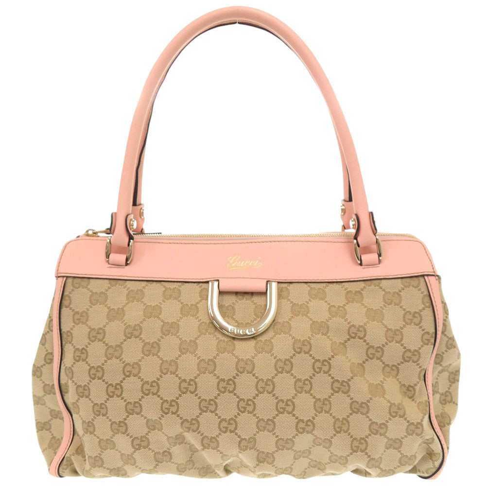 Gucci GG Abbey Leather Canvas Beige Handbag