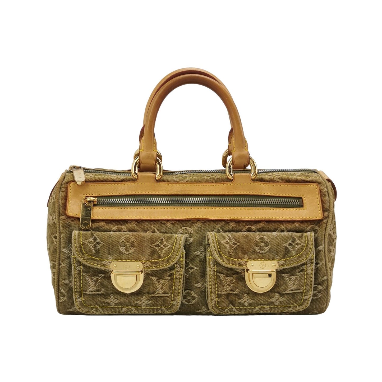 Louis Vuitton Denim Neo Speedy Boston Green Travel Bag