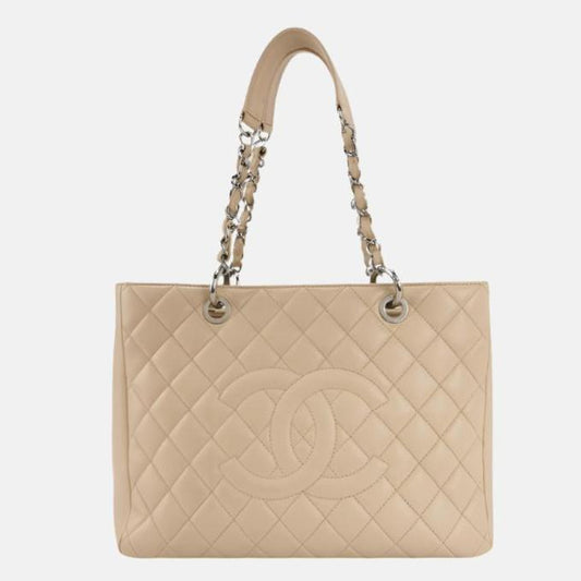 Chanel GST Grand Shopping Caviar Beige PM Leather Tote Bag Leather Pm