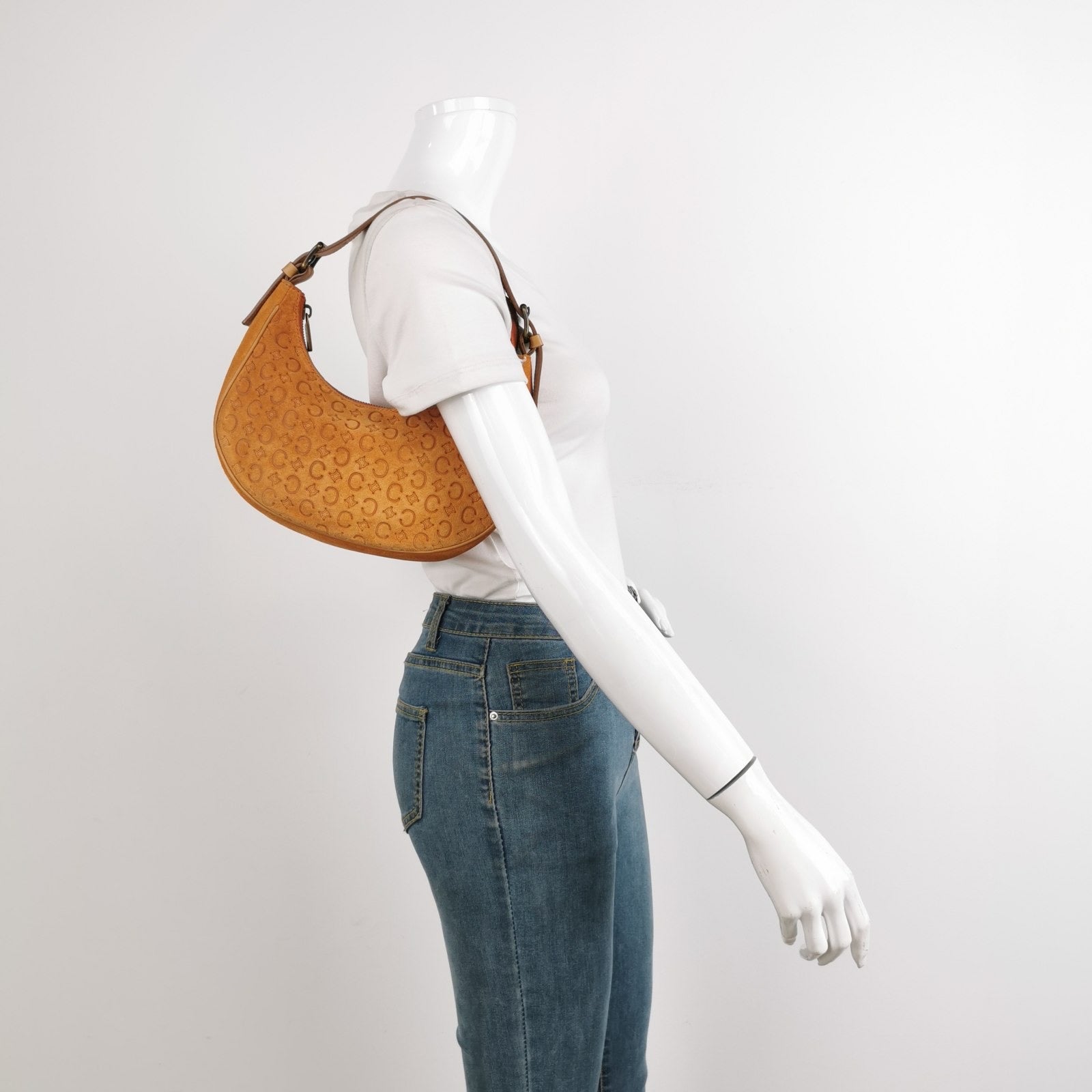 Celine Ava Hobo Pumpkin Caramel Shoulder Bag Leather Suede Shoes